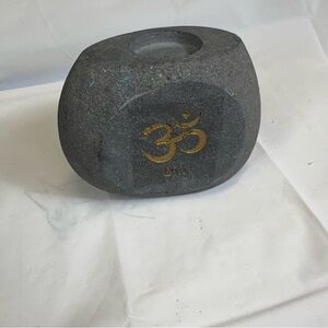 Stone Tealight Candle Holder with Gold Om Symbol